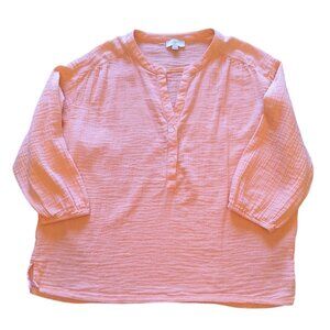 Loft Outlet XXL Peach Pullover 3/4 Sleeve Lightweight Cotton Blouse